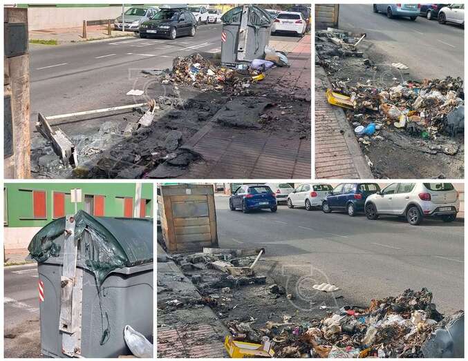 Estado en que el área de contenedores de la calle de Roque Nublo/TA.